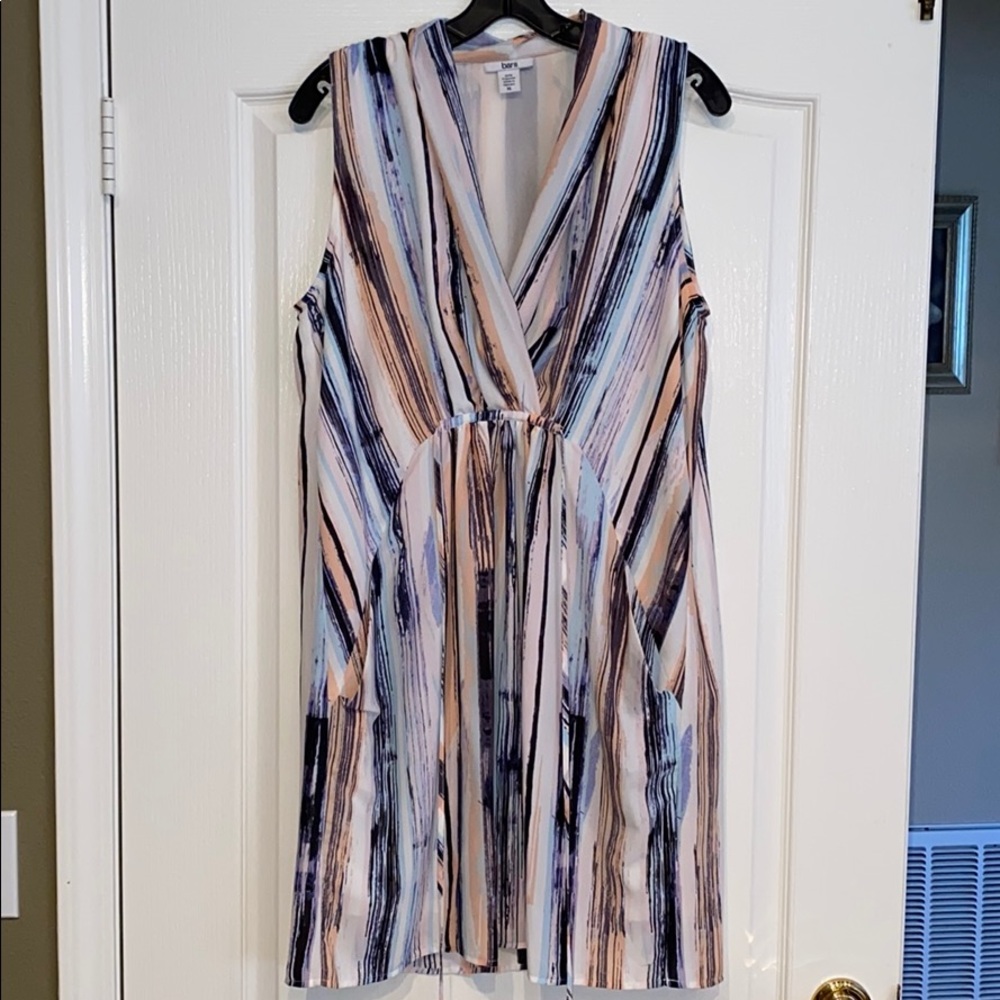 Bar III Sleeveless Blue Pink Striped Dress XL
